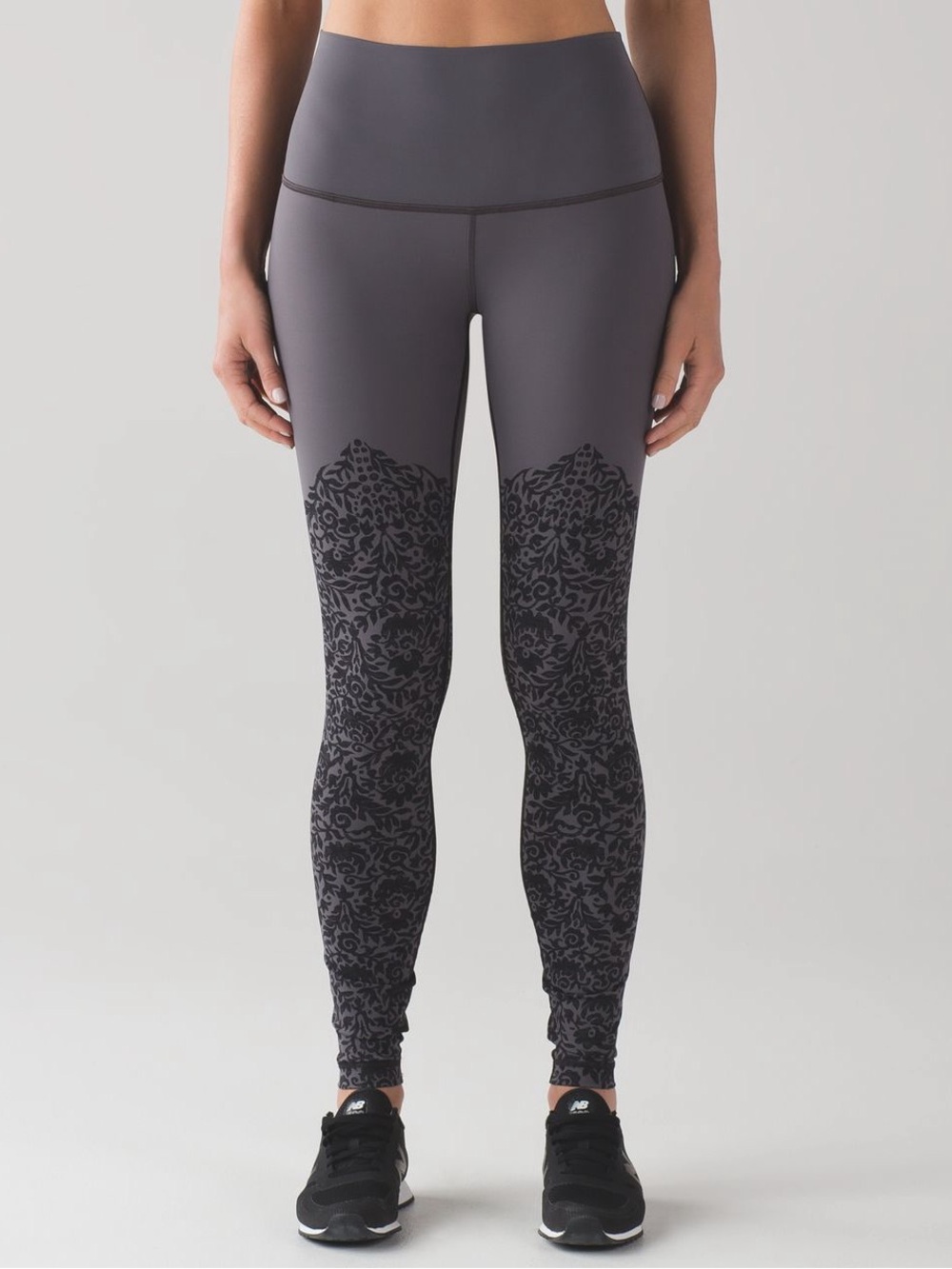 Lululemon Wunder Under Hi-Rise Nulux Pant Ooh-La-Lace Dark Carbon Black Sz 8